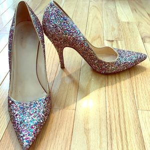 Multi colored glitter heels